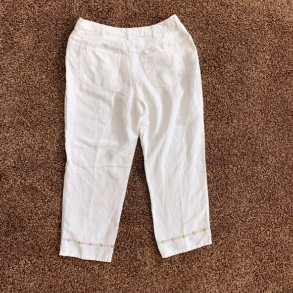 - First Issue Liz Claiborne sz 6 Petite White Linen Blend Cropped Pants - Picture 2 of 8